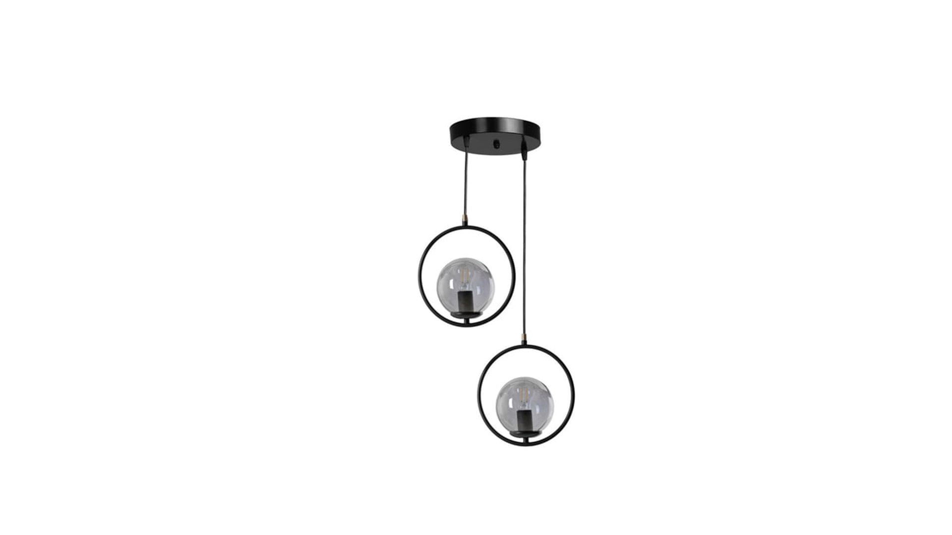 Ring 2 Li Tepsili Füme Camlı Siyah Sarkıt