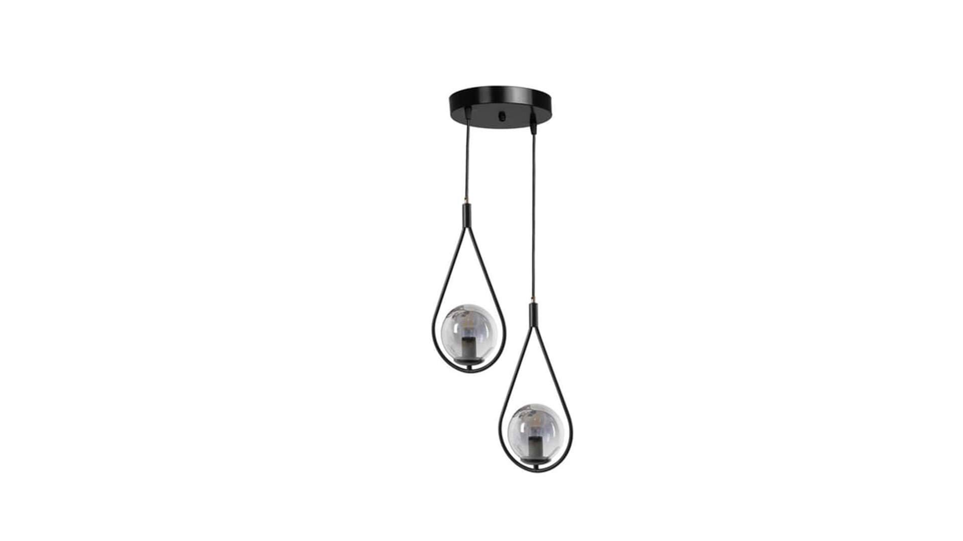 Damla 2 Li Tepsili Füme Camlı Siyah Sarkıt