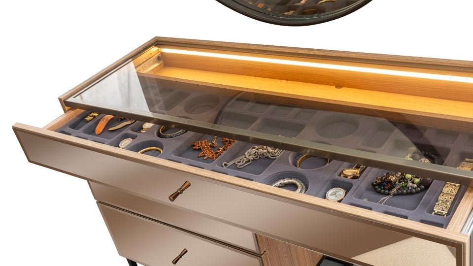 Bronze Ceviz Köşe Dolaplı Yatak Odası