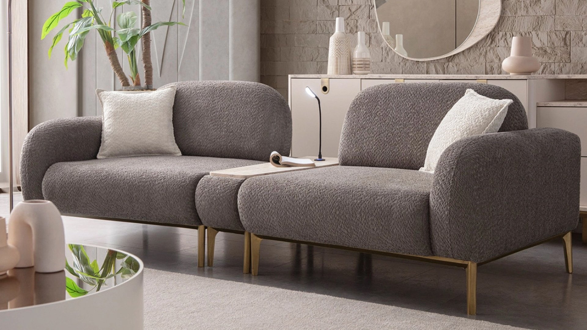 Cupra Antrasit Üçlü Koltuk (Sehpalı)