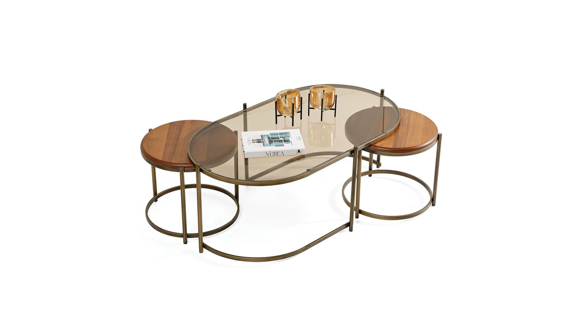 Harley Orta Sehpa Seti - Bronz