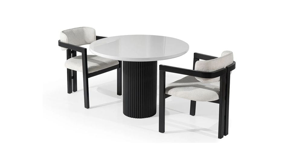 Bohem Mutfak Masası Siyah Beyaz