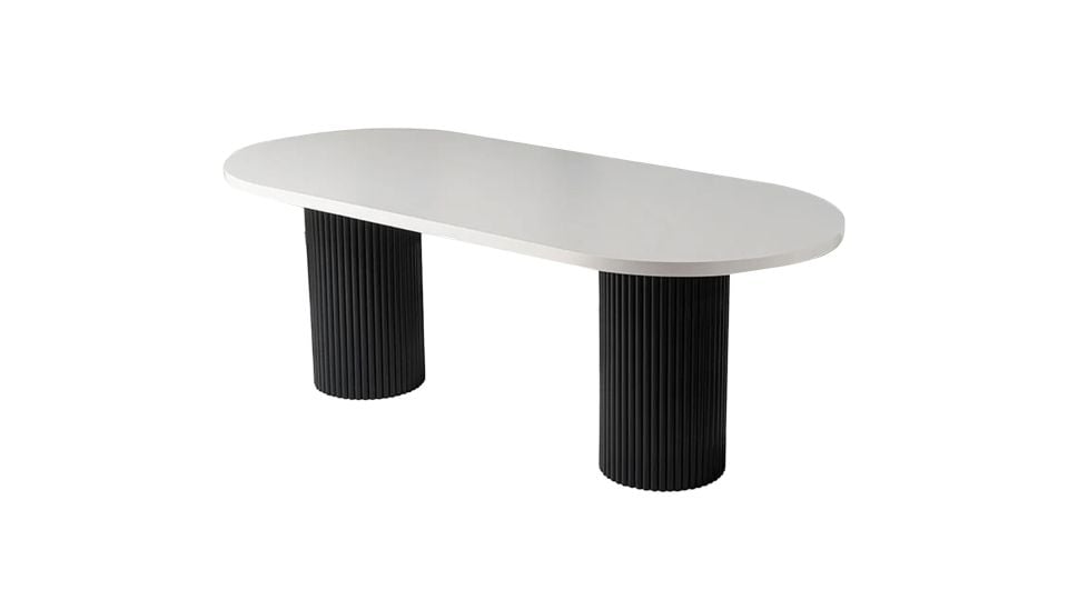 Mi Bohem Yemek Masası Beyaz Siyah