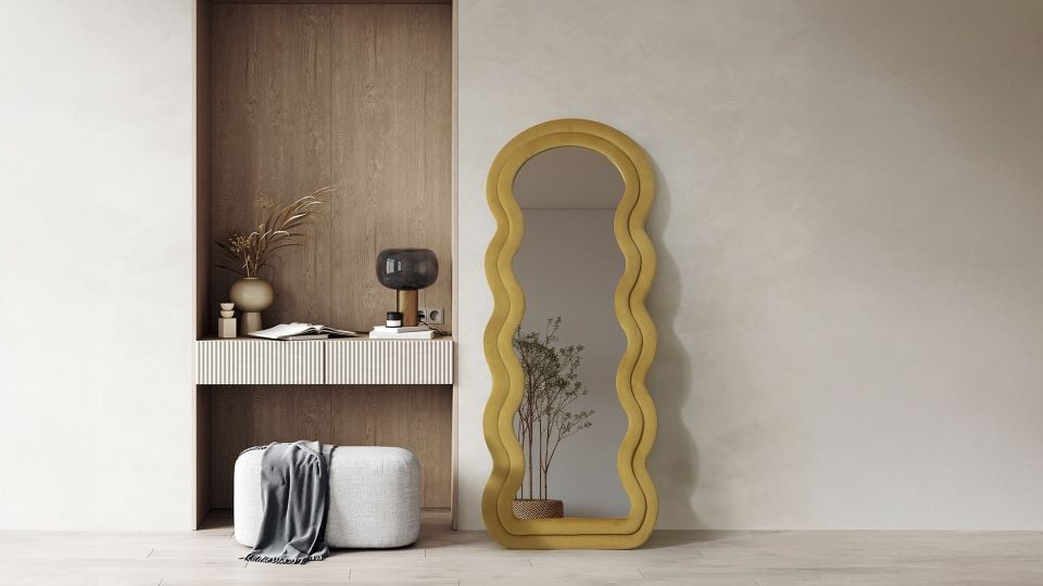 Mia Dalgalı Çerçeveli 170x65 Cm Oval Boy Aynası