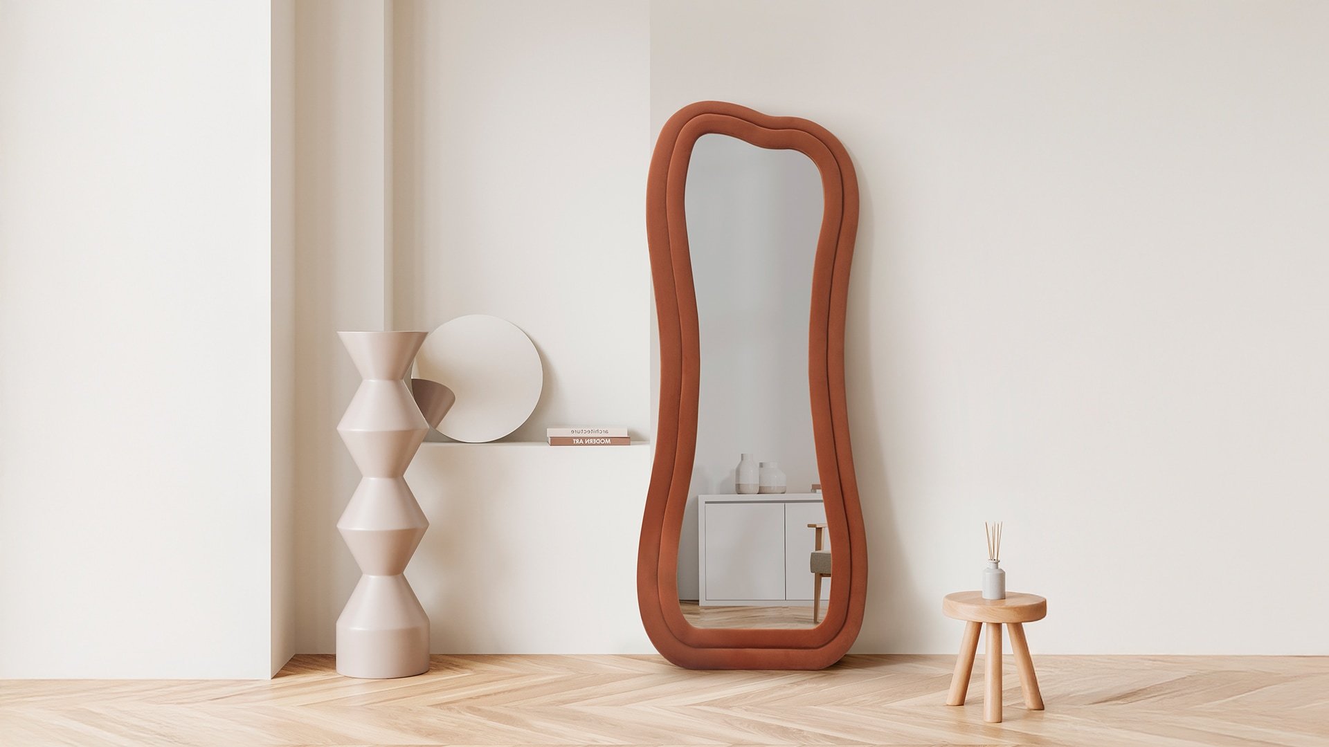 Sun Dalgalı Çerçeveli 170x65 Cm Oval Boy Aynası