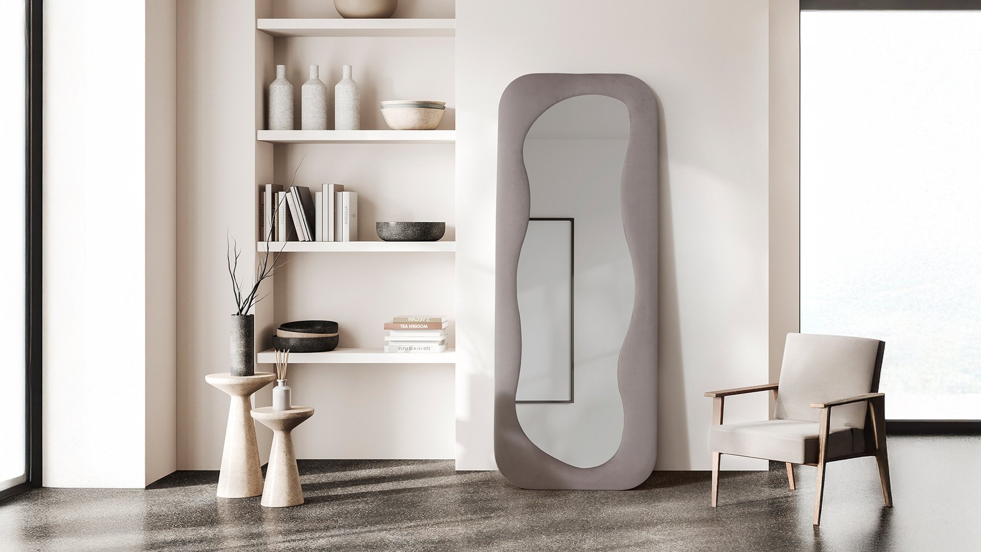 Pera Dalgalı Çerçeveli 170x65 Cm Oval Boy Aynası