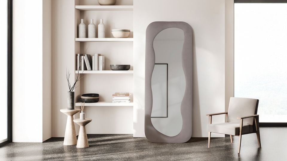 Pera Dalgalı Çerçeveli 170x65 Cm Oval Boy Aynası