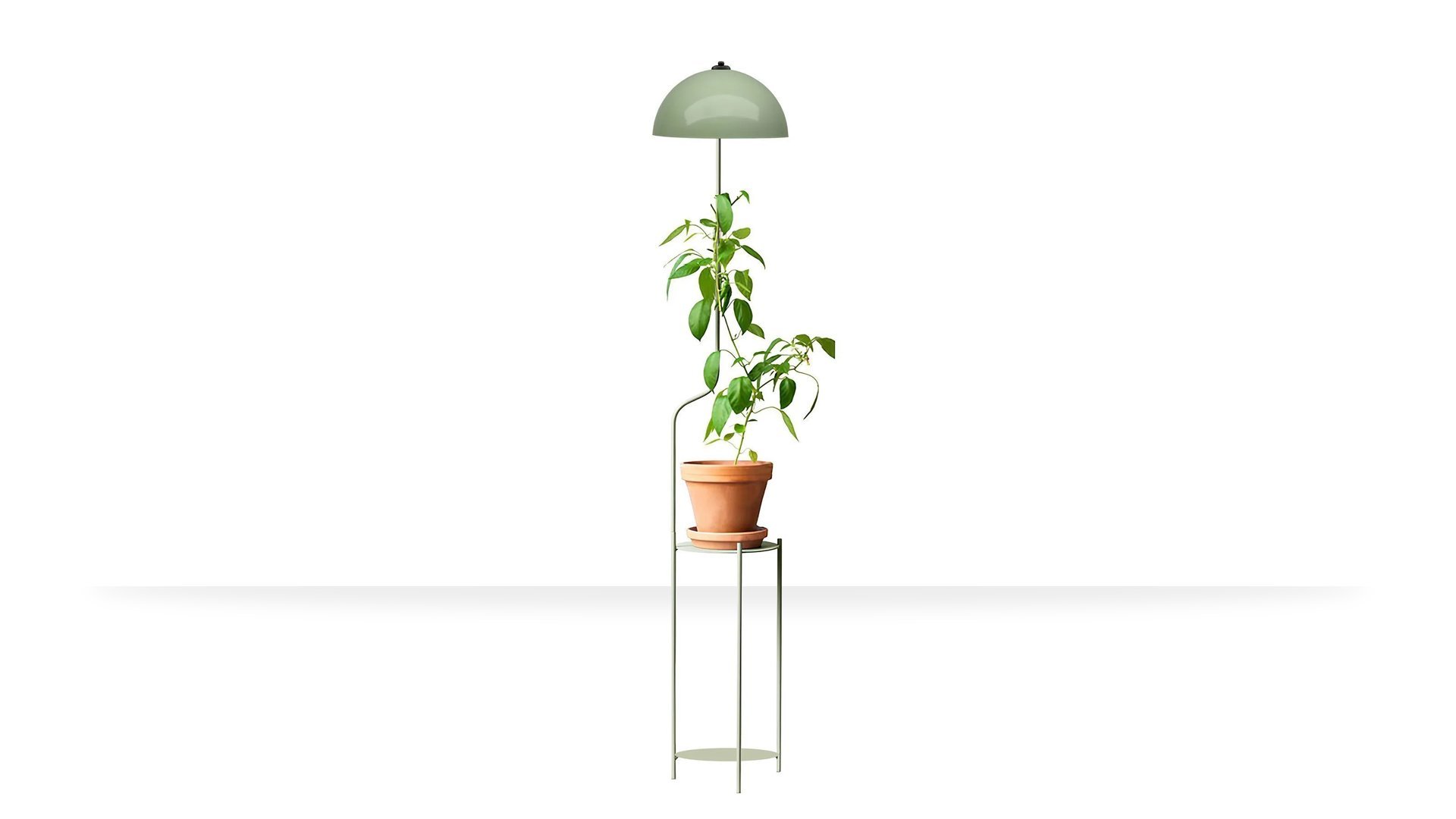 Luopi Çiçek Standlı Raflı Lambader Nil Yeşili-Metal